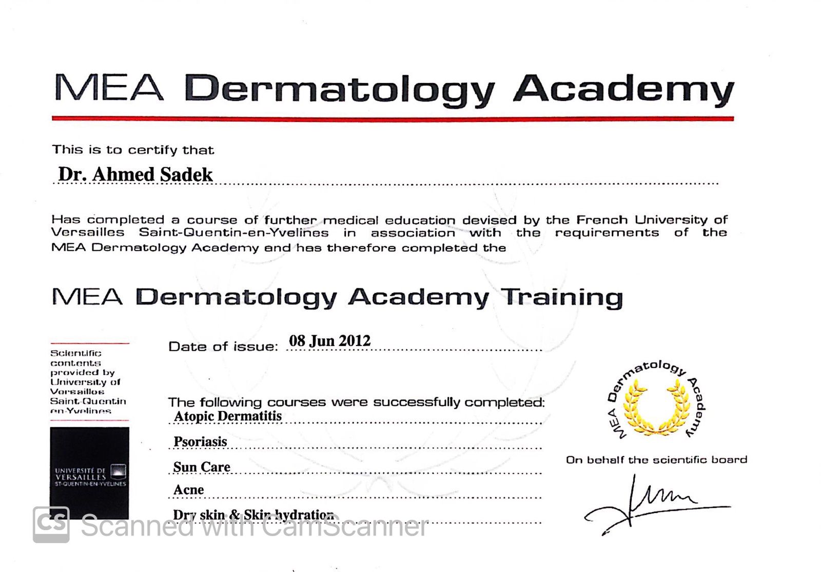 MEA Dermatology Academy 2012